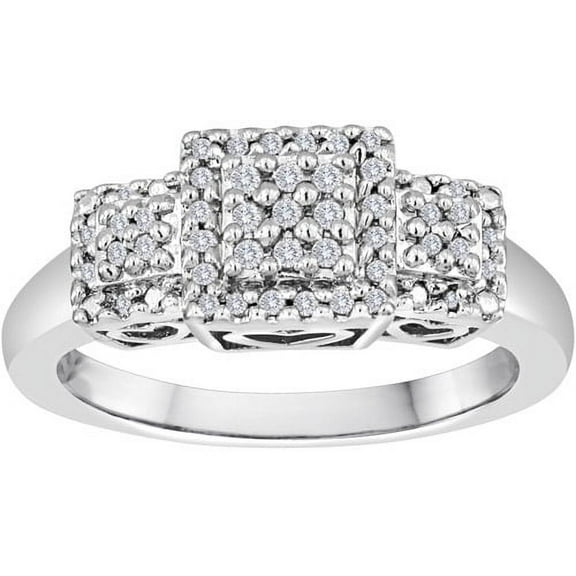 Brilliance Fine Jewelry 1/6 Carat T.W. Diamond Sterling Silver 3-Station Ring