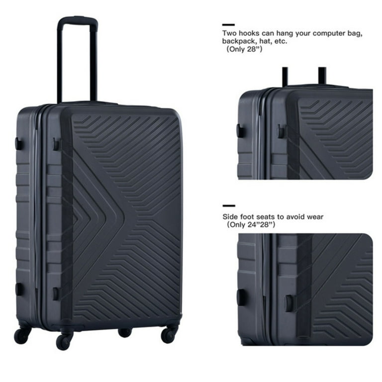 Travelhouse 3 Piece Luggage Sets, Hardshell Expandable Luggage Suitcase  with Spinner Wheels and TSA Lock for Travel, 20 24 28, Black 