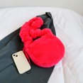 thumbnail image 3 of Bolsa De Cordón De Felpa Bolso Mujer Hombro Mullido Piel Sintética Color Sólido Señoras Ocio Rosa Rojo Rojo, 3 of 9