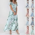 thumbnail image 4 of WTXUE Robes d'Été pour Femmes 2024, Robe d'Été Décontractée à la Mode pour Femmes à Fleurs, Col en V, Manches Courtes, Longue, Col en V, Manches Courtes, Patte, Robe de Loisirs, Violet, 4 of 4