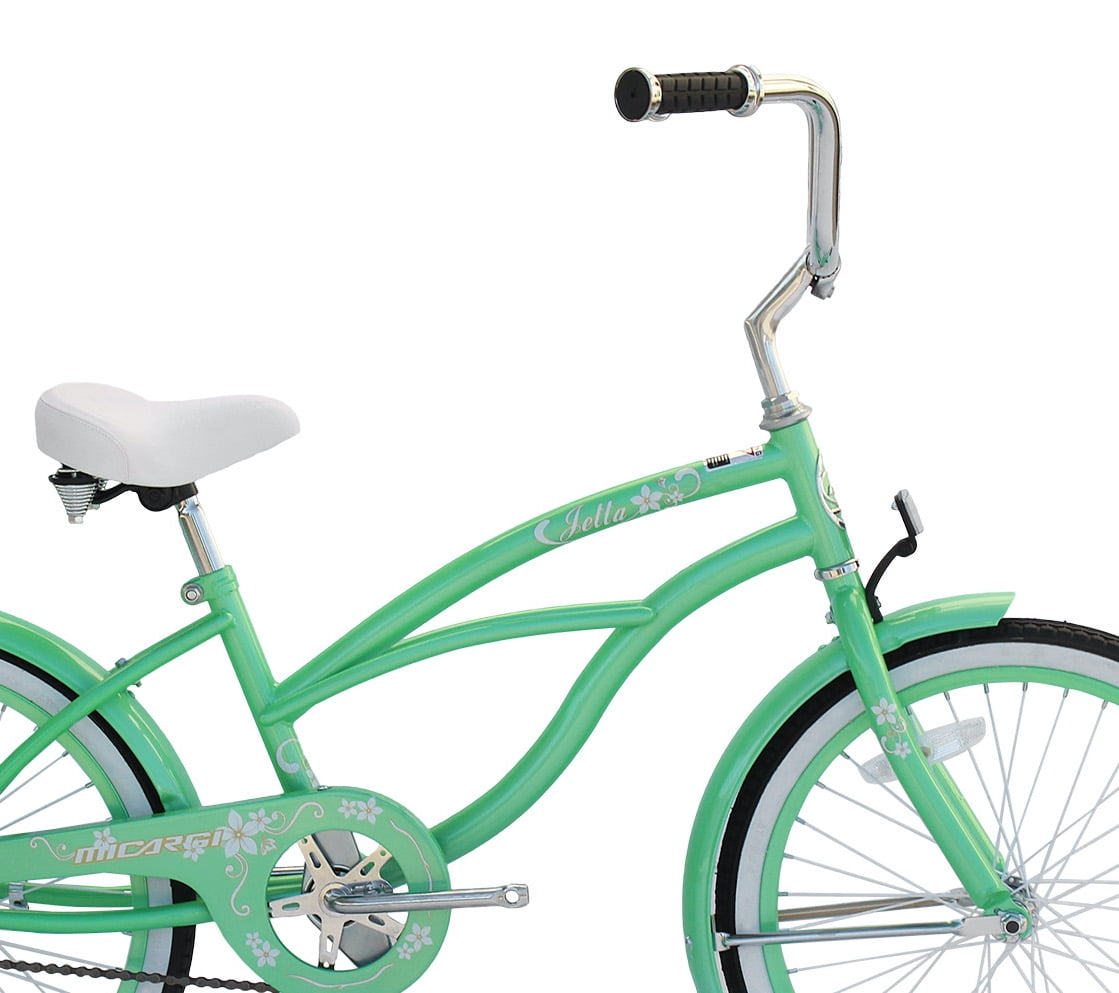 Wonder Wheels 20 Ft. Beach Cruiser Coaster Brake Single Speed Bicycle, Bike, Stainless Steel Spokes One Piece Crank Alloy Mint Green Rims 36 H - Mint Green