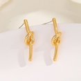 thumbnail image 1 of Pendientes de oro para mujeres y niñas, pendientes de aro con nudo, ligeros, gruesos, modernos, pequeños aros abiertos de oro, joyería de moda, regalos, 1 of 5