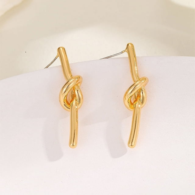 Pendientes de oro para mujeres y niñas, pendientes de aro con nudo, ligeros, gruesos, modernos, pequeños aros abiertos de oro, joyería de moda, regalos