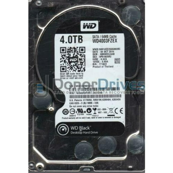 WD4003FZEX-00Z4SA0, DCM HBNNNVJAAB, Western Digital 4TB SATA 3.5 Hard Drive
