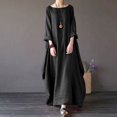 thumbnail image 1 of CHOK Robe Maxi d'Été en Coton et Lin à Manches Courtes pour Femmes, Grande Taille, Décontractée, Col Rond, Ample, Longue, 1 of 3