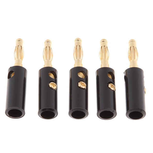 Adaptador sin soldadura de tornillo amplificador de audio Sunnimix chapado en oro 5 piezas negro