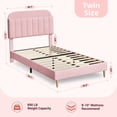 thumbnail image 1 of Rosa tamaño individual marco de cama con almacenamiento cabecero, velvet forrado platform para para niños - de madera slats, easy to assemble, 1 of 8