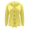 thumbnail image 4 of Fall Cardigans for Women Hooded Sweater Soft Knit Button Up Long Sleeve Cardigan Yellow M, 4 of 5
