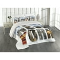 thumbnail image 2 of New York Coverlet Set King Size, New York City Collage Featuring with Different Areas of the Big Apple Manhattan, Quilted 3 Piece Decor Bedspread Set with 2 Pillow Shams, Multicolor, by Ambesonne, 2 of 4