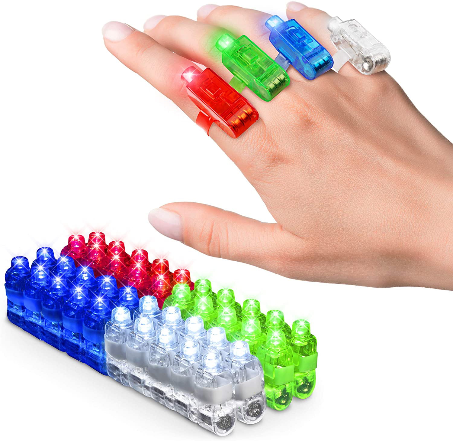 4 Pack Light Up Party Finger Ring Flashing LED Finger Beams 