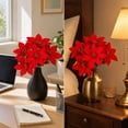thumbnail image 6 of 3 Pcs Christmas Artificial Flowers Poinsettia Flowers Red 7 Heads Silk Poinsettia Christmas Floral Bouquet Winter Artificial Poinsettia Bushes for Xmas Party Holiday Arrangements Decoration…, 6 of 8