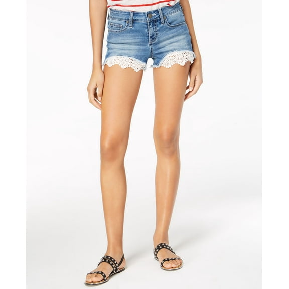 Blue Desire Juniors Lace Hem Denim Shorts Willow 3