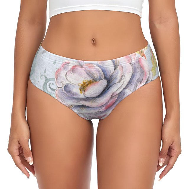 Fotbe Vintage Rose Calzones Estampados para Mujer – Ropa Interior de Algodón, Cómoda, Suave y Elástica-4X-Large