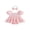Pink, variant on Cenuakty Baby Girl Romper Dress Solid Color Square Neck Short Sleeve Skirt Hem Infant Bodysuits Jumpsuits with Headband