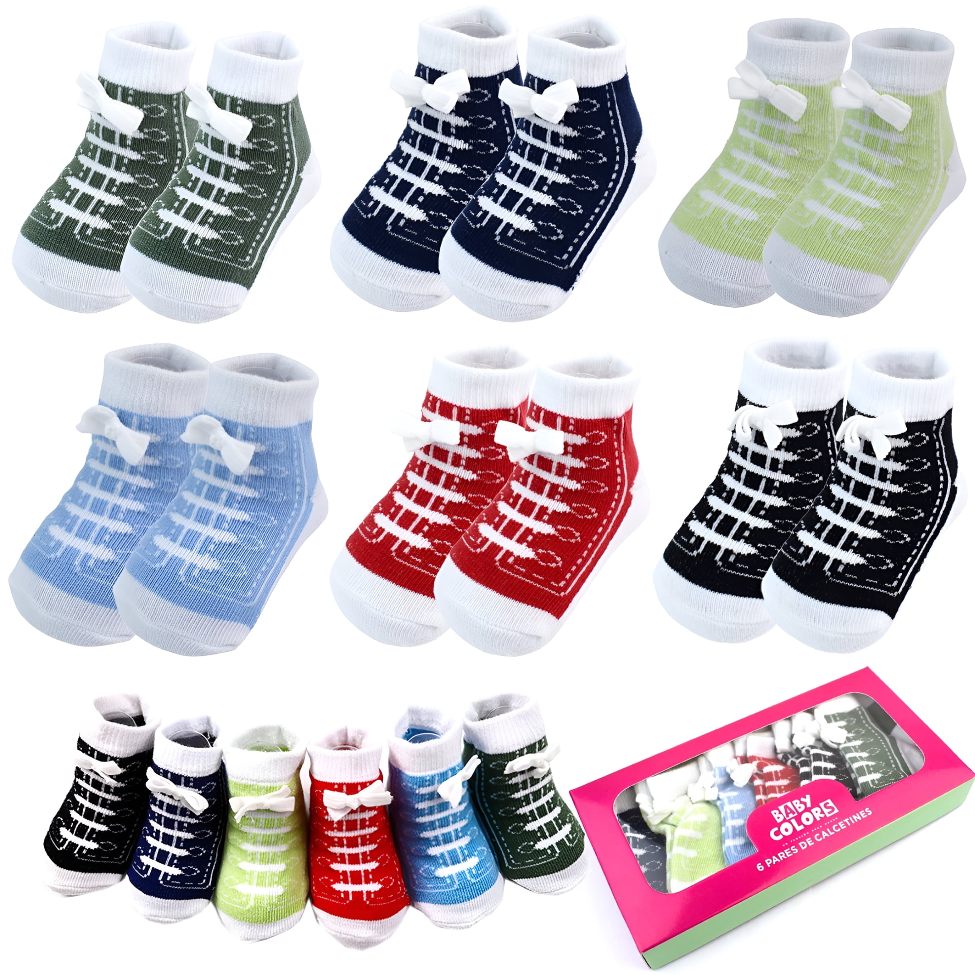 OQRKI 6 Pairs Baby Infant Girl Cotton Newborn Boy Ankle Socks 0-6 Months Toddler Socks