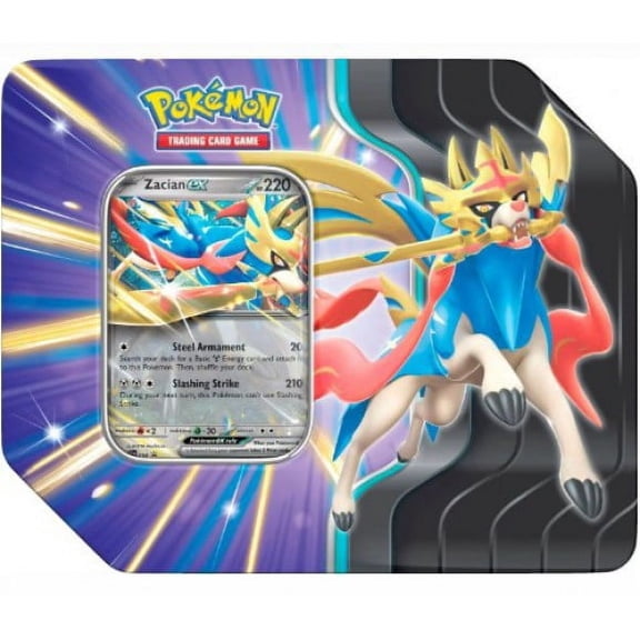 Pokemon Sword & Shield Slashing Legends Zacian ex Tin Set (5 Booster Packs & Promo Card)