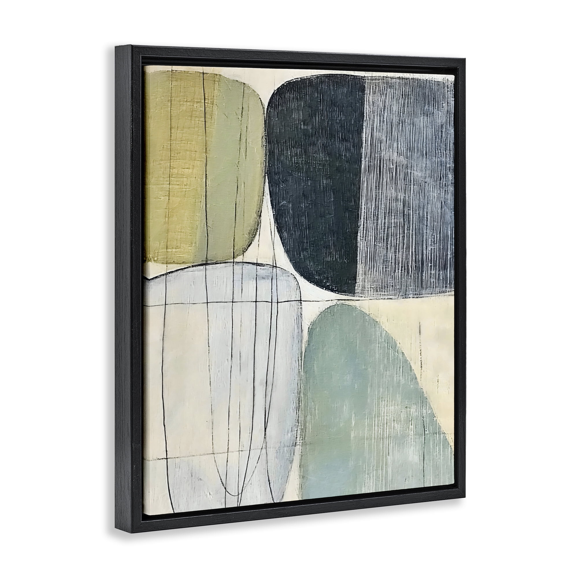 Stupell Industries Modern Organic Composition Black Framed Floater Canvas Wall Art, design by Riley B
