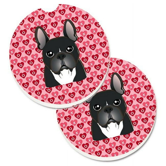 French Bulldog Hearts Cup Holder Car Coasters - Set of 2