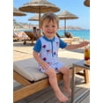 thumbnail image 5 of BemeyourBBs Kids Toddler Baby Boy 4th of July Swimsuit Independent Day One Piece Swimsuit Infant Boy Bathing Suit Short Sleeve Rash Guard American Flag Popsicle Swimwear Summer Beachwear, 5 of 9