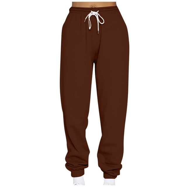 Posijego Womens Sweatpants Drawstring High Waisted Jogger Pants Casual Elastic Bottom Plain Sweat Pants