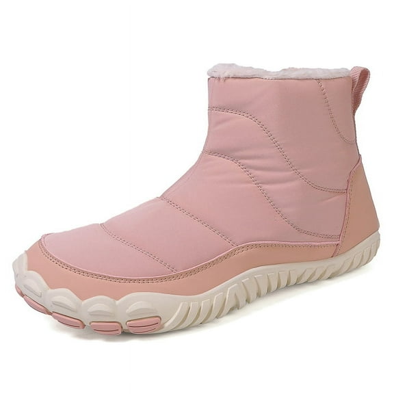 Unisex Cotton Boots Plus Velvet Warm And Waterproof Five-finger Snow Boots Outdoor Non-slip Hiking Boots Minimalist Cotton Boots (pink,37)