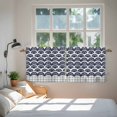 thumbnail image 3 of Navy Blue Pine Leaves Tier Curtains 24 Inch Length, Abstract Geometric Gray Plaid Cafe Short Curtains for Bathroom Over Sink, Small Kitchen Curtain Light Filtering Tiered Drapes 2 Panels 27.5"Wx24"L, 3 of 8