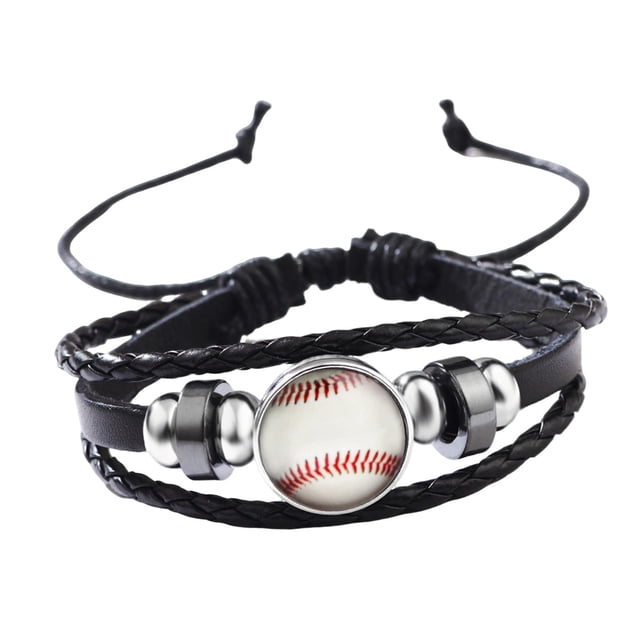 Pulsera de cuero con cierre, brazalete de moda para regalos de fiesta, para adultos, Día de San Valentín Béisbol