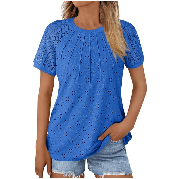 Pantalones Cortos para las Mujeres Impresión Sexy Cómodo Bolsillo de Manga Corta, Botón Top Blusa Camiseta