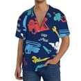 thumbnail image 3 of Xecao offers the Colorful Excavator for Men's Casual Short-sleeved Shirt, a button-up collared shirt with a pocket, perfect for beach vacations and yacht travel in the Large size., 3 of 7