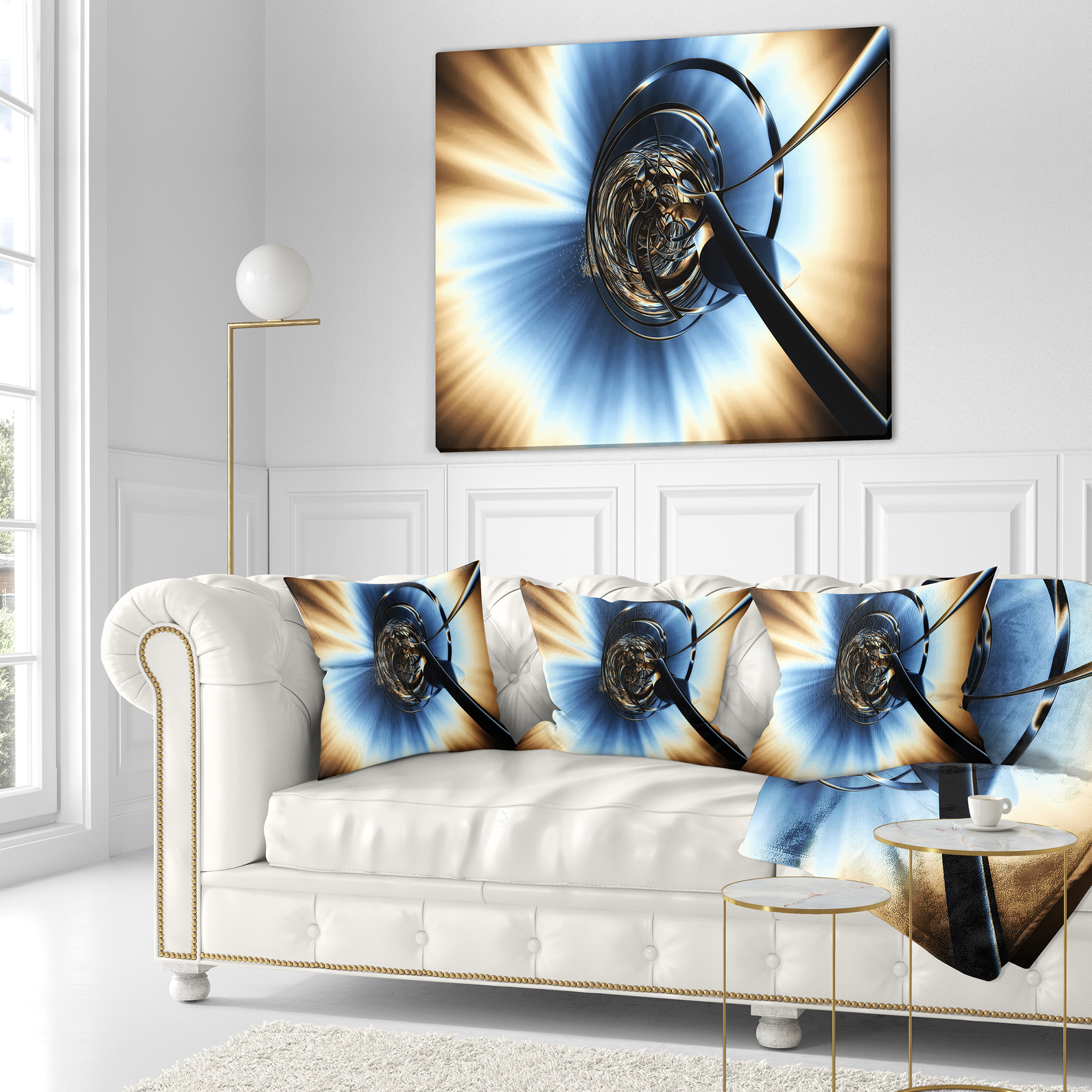 Designart Fractal 3D Tangled Knot - Contemporary Throw Pillow - 16x16
