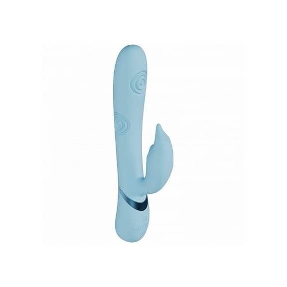 Vive Pallina Rechargeable Silicone Triple Motor G-Spot VIbrating and Tapping Beads Clit Rabbit Vibrator, Blue