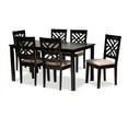 thumbnail image 2 of Wholesale Interiors 7-Piece Adult Transitional Sand Fabric Dining Furniture Set Espresso Brown, 2 of 7
