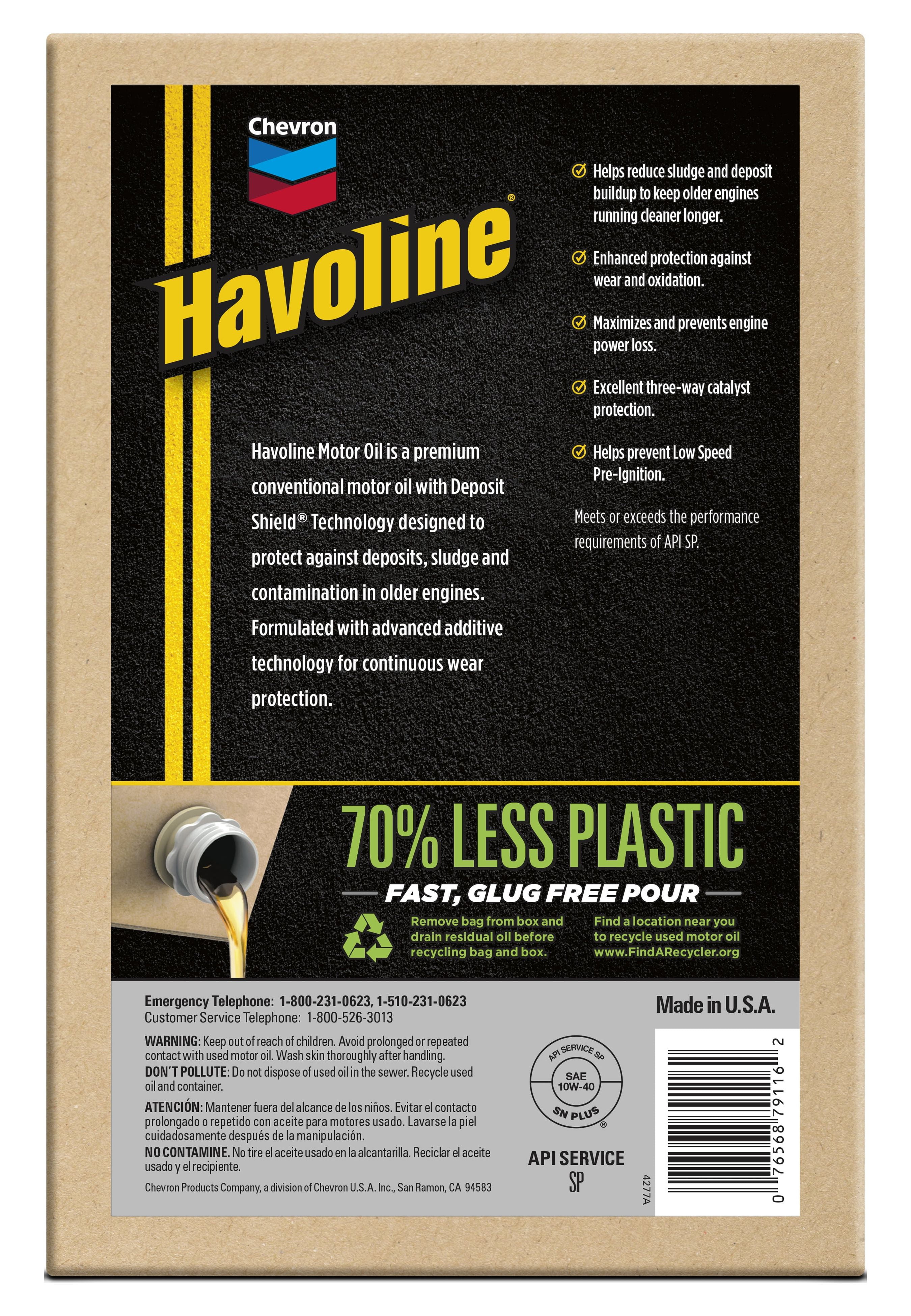Chevron Havoline Conventional Motor Oil 10W-40, 6 Quart Smart Change Box