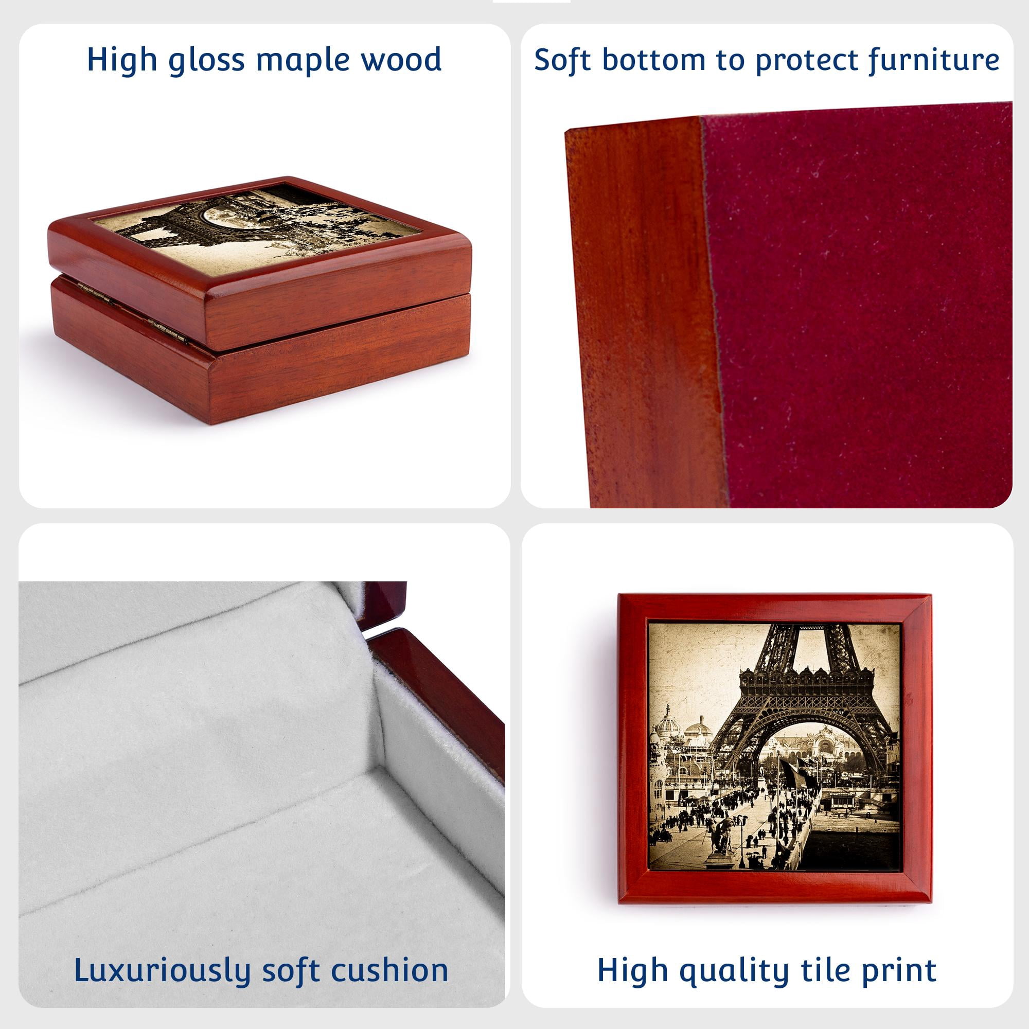 3dRose, Eiffel Tower with the Champ De Mars in the Distance Paris Exposition , Jewelry Box 5.5x5.5 inch with 4 inch tile