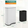 thumbnail image 3 of NiamVelo Kitchen Trash Can 13 Gallon with Soft Slow Lid Big Step Trash Can with Removable Plastic Inner Bucket Stainless Steel Garbage Can for Bathroom Kitchen and Office Trash Bin 50 Liter, White, 3 of 8