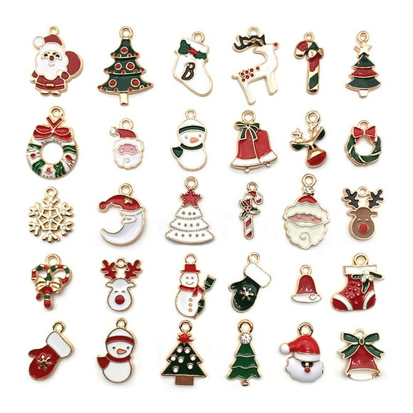 Navidad Diy Chapado En Oro Esmalte Charm Para Hacer Joyas Collares Pulseras Pendientes 30Pcs Cateissary HA038498-00