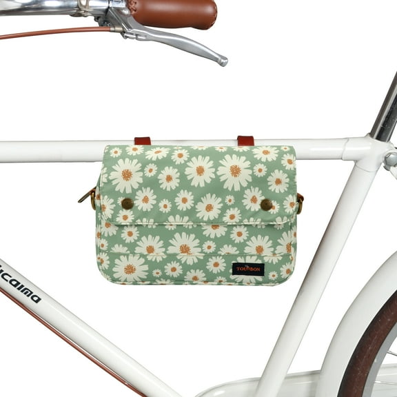 TOURBON Canvas Bicycle Handlebar Bag Bike Top Tube Storage Pouch Single Pannier Bag Outdoor