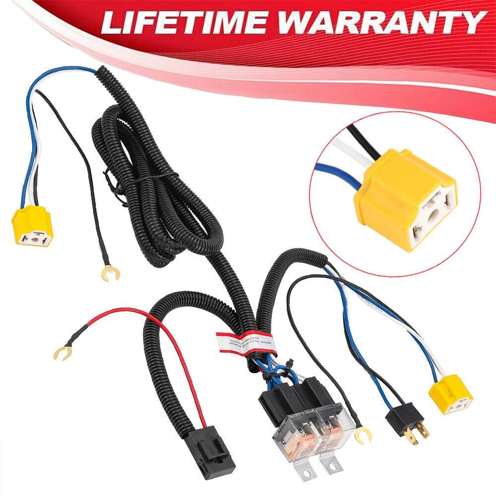 H4 NegativeSwitch Headlight Conversion Relay Harness Kit Fits 9003