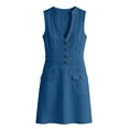 thumbnail image 4 of Asgosdo Women Dresses Summer V Neck Sleeveless Botton Slim Fit Trendy Vacation Midi Dress with Pockets, 4 of 5