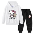 thumbnail image 5 of Hello Kitty, nueva ropa para niños, jersey para niñas, suéter con capucha, pantalones de dos piezas, traje deportivo de manga larga de algodón para bebés, 5 of 5