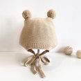 thumbnail image 5 of Gorro suave y cálido para bebé, suave, cómodo, atado, bonito y encantador gorro tejido para bebé, para invierno, niños, niñas, albaricoque, 17,3 a 18,1 pulgadas, 3 a 18 meses, 5 of 5