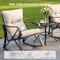 thumbnail image 5 of MOALCOFER 3 Pieces Bistro Set Patio Rocking Chairs Outdoor Furniture w Warm Gray Cushions, Glass-Top Table for Garden, Pool, Backyard, 5 of 6