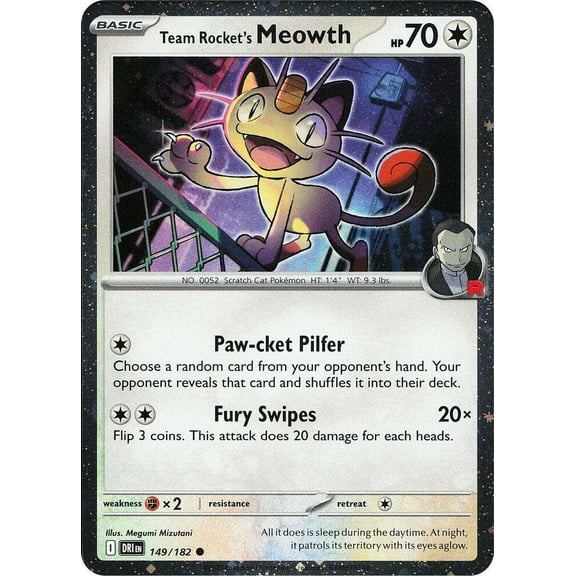 Pokemon Destined Rivals Common Team Rocket's Meowth #149 [Cosmo Holo]