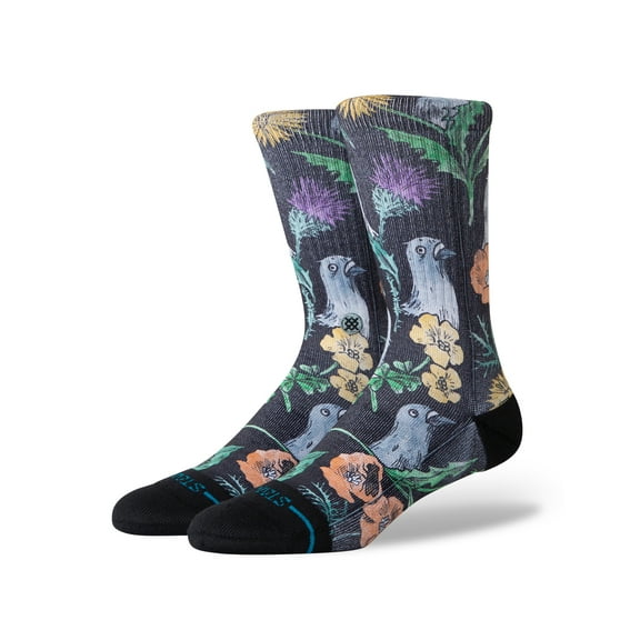 Stance Just Flocked Crew Socks Black in size US 9 - 13