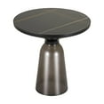thumbnail image 6 of LeisureMod 19" Round End/Side Table with Sintered Stone Top and Black Powder-Coated Iron Rim Tempered Glass Pedestal Base No Assembly for Modern Home, Living Room Tully Collection in Grey/Black Stone, 6 of 10