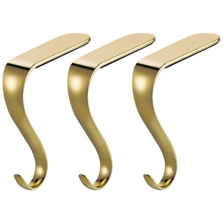 Niceauty 3Pcs Xmas Mantel Gar Grip Golden Zinc Alloy Christmas Stocking Holder