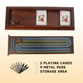 thumbnail image 5 of GSE Games & Sports Expert 3-Track Multi-Color Wooden Cribbage Board Game with 2 Deck Playing Cards, 9 Metal Pegs, 5 of 8