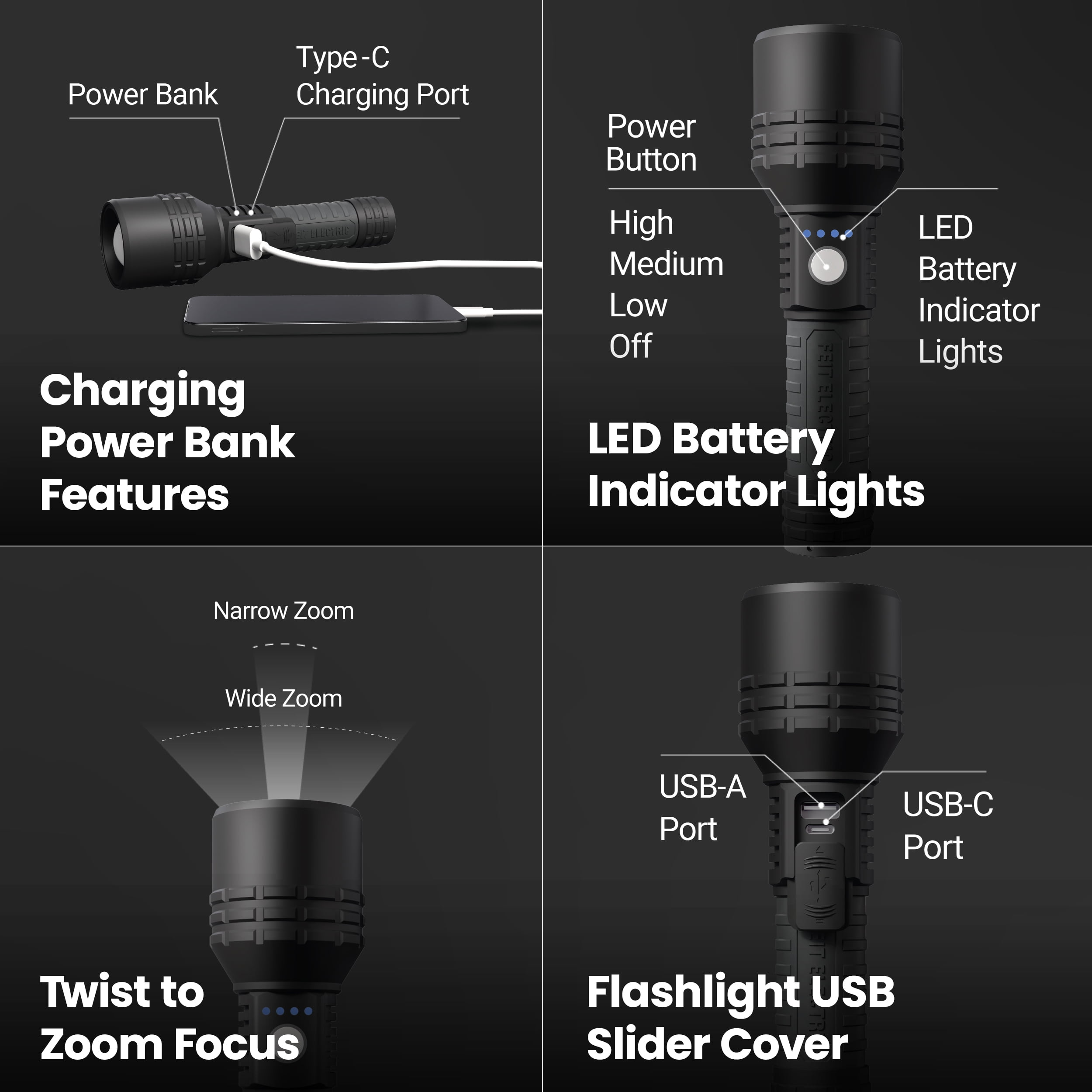 Feit Electric 7.5" Long Range Rechargeable LED Flashlight