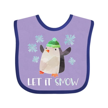 

Inktastic Let It Snow Cute Penguin in Green Hat with Snowflakes Gift Baby Boy or Baby Girl Bib