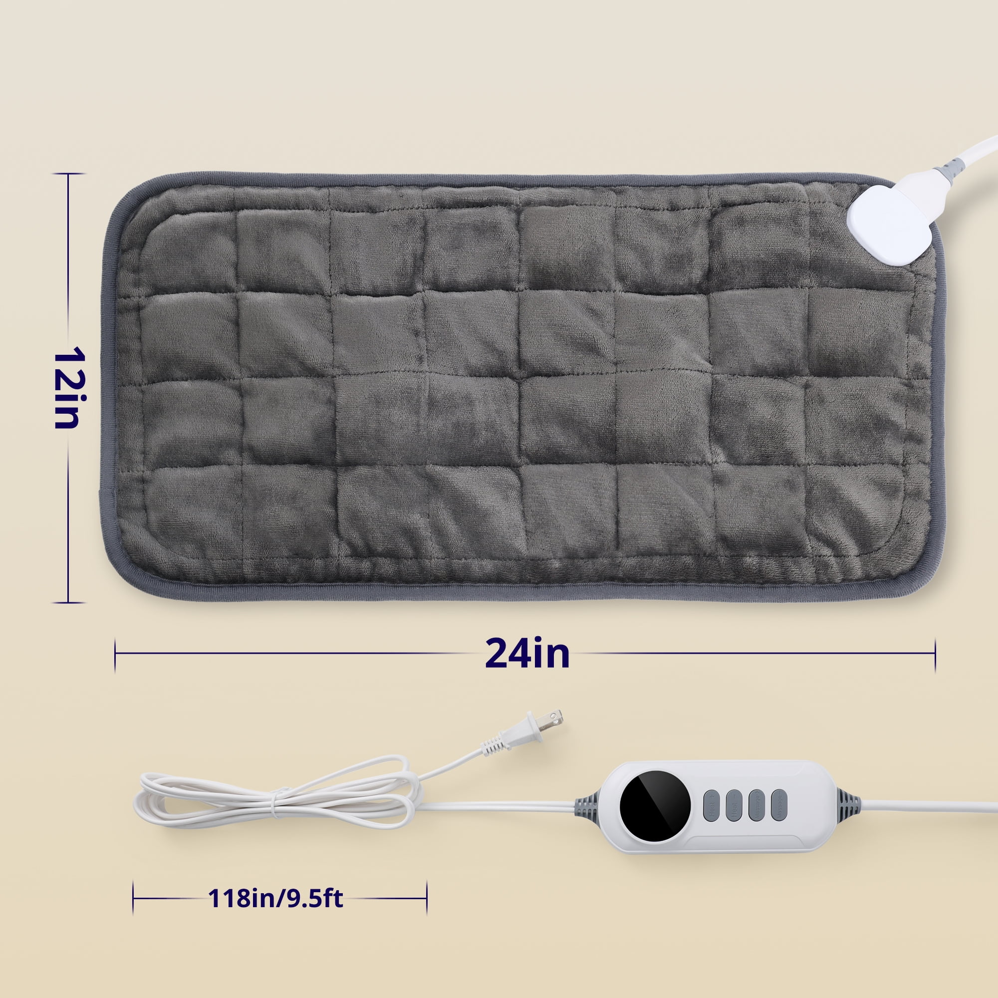 Heating Pad, Weighted Heating Pad with Massaging Vibrations, Massage Heating Pad for Back Cramps Shoulder Pain Relief, 6 Heat Settings & 4 Massage Modes, Gifts for Christmas, 24” x 12”